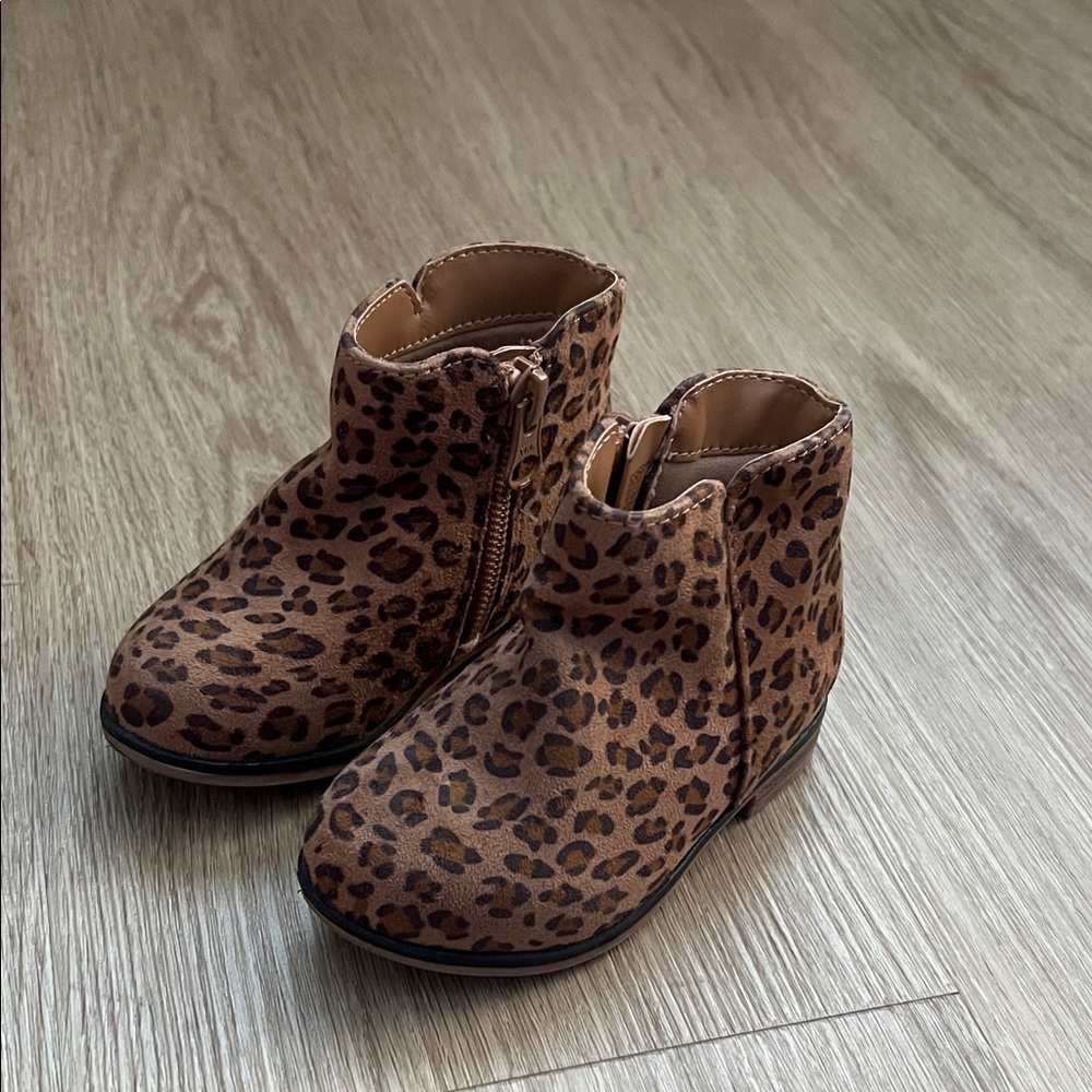 Cat & Jack Leopard Print Ankle Boots - Brown